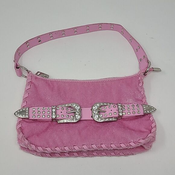Dolls Kill Sugar Thrillz Faux Pony Hair Pink Western Fields Mini Purse Bag - Picture 1 of 7